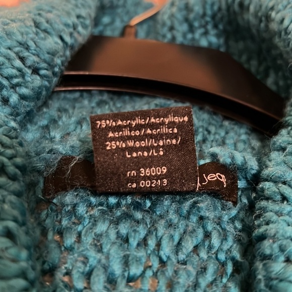 CALVIN KLEIN JEANS Small Teal Green Cowl Turtleneck Loose Knobby Knit Sweater - Picture 15 of 15